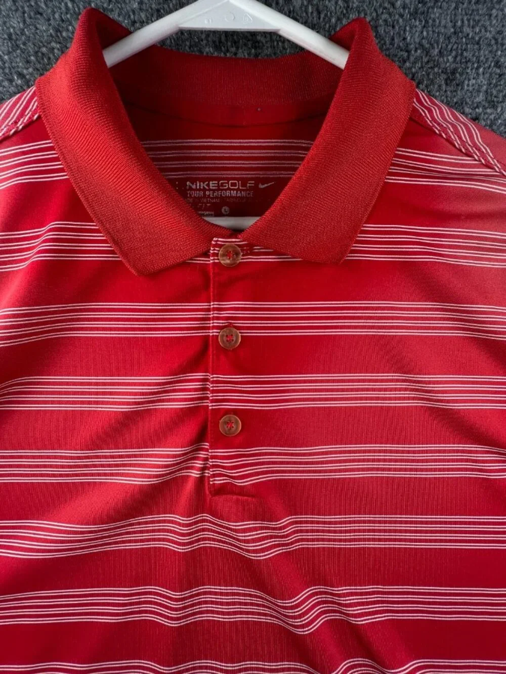 Nike Golf Men's Large Short Sleeve Orange Polo Shirt Striped Dri-fit Adult